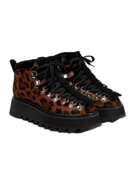 Junya Watanabe Black Leopard-Print Calf Hair Ankle Boots