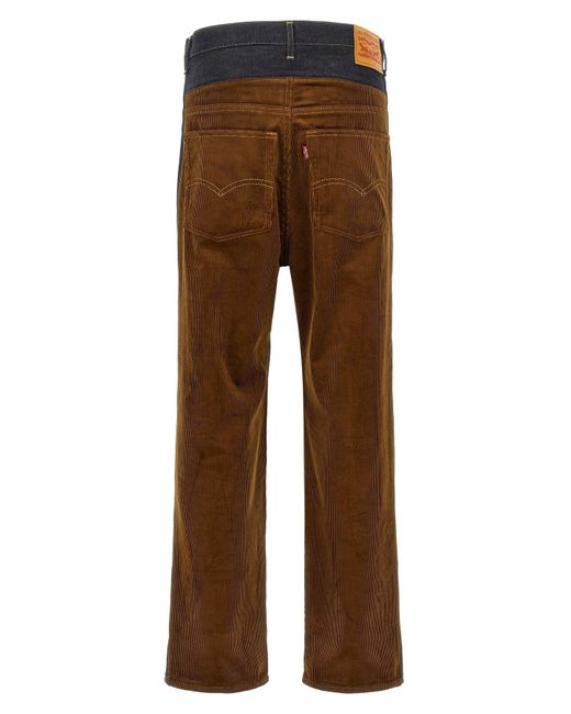 Junya Watanabe Gray X Levi's Straight-Leg Corduroy-Denim Panel Jeans for men