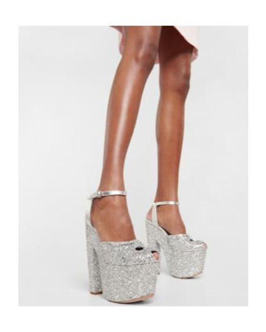 Giambattista Valli Gray Glitter Platform Sandals
