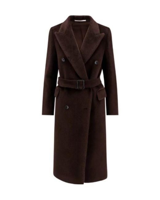 Tagliatore Black Double-Breasted Belted Coat