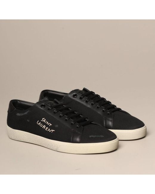 Saint Laurent Black Court Classic Sl/06 Embroidered Sneakers for men