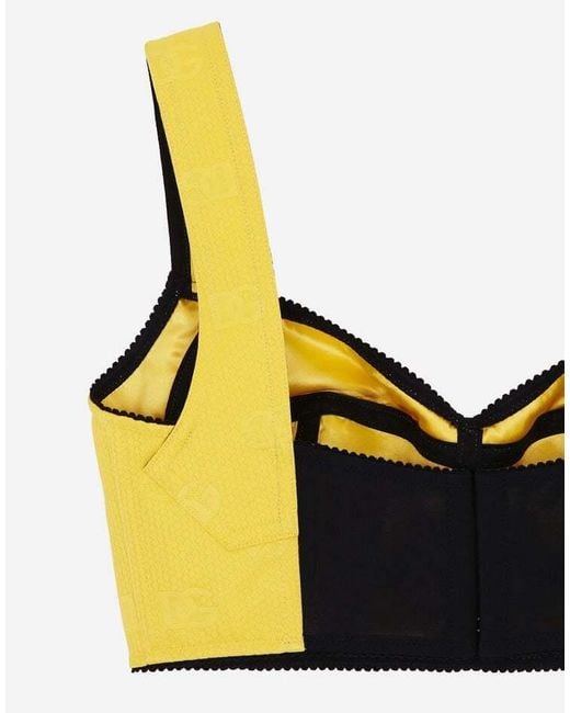 Dolce & Gabbana Yellow All-Over Dg Logo Jacquard Corset Top