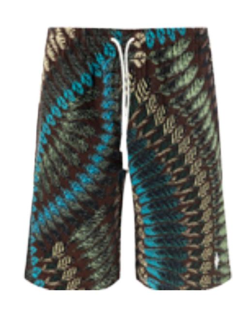Marcelo Burlon Green County Of Milan Feather Printed Drawstring Shorts for men