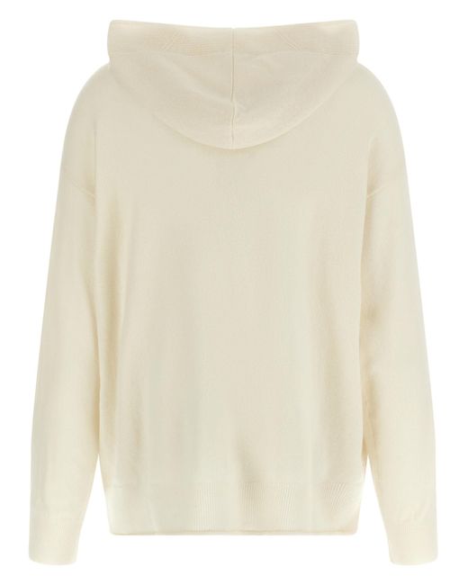 Max Mara White Zip-Up Hooded Knitted Cardigan