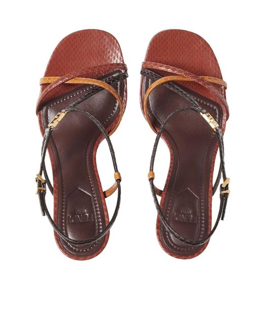 Fendi Brown Ffold High-Heeled Strappy Sandals