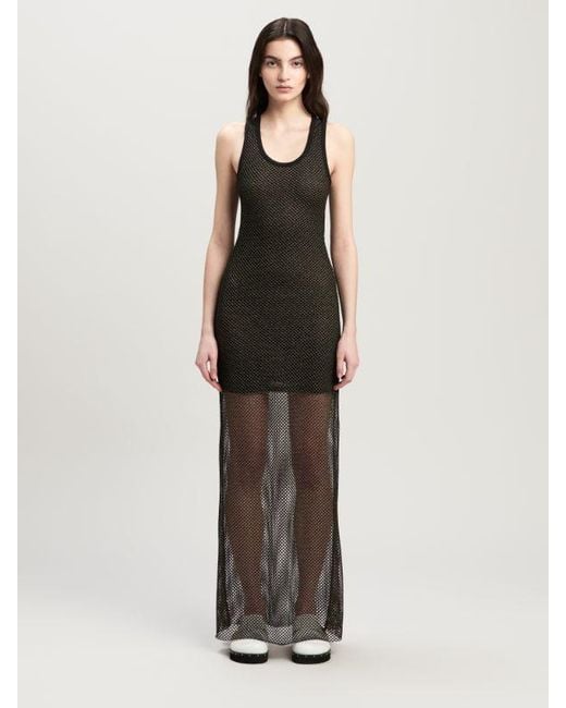 Palm Angels Gray Double Layer Mesh Dress