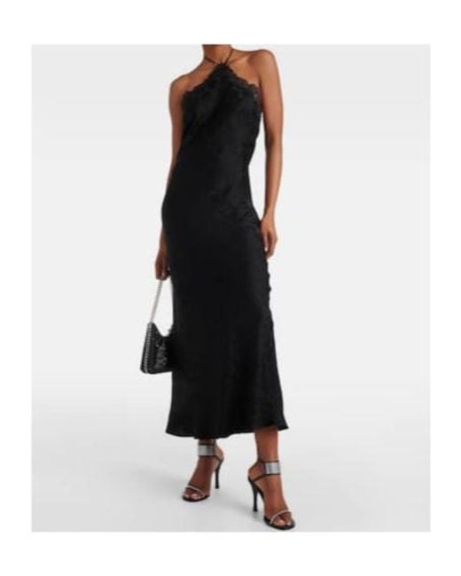 Stella McCartney Black Floral Jacquard Lace Midi Dress