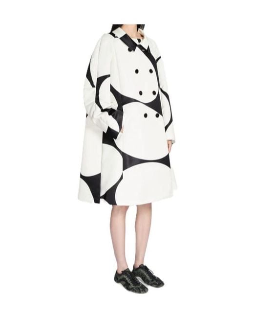 Dries Van Noten White Double-Breasted Printed Coat