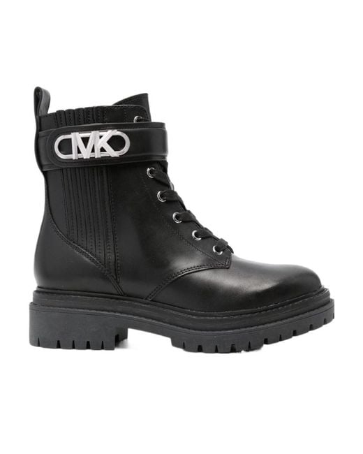 MICHAEL Michael Kors Black Parker Logo Plaque Ankle Boots