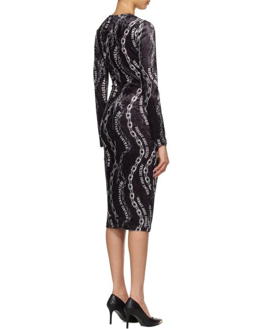 Versace Jeans Black Couture Chain Print Midi Dress