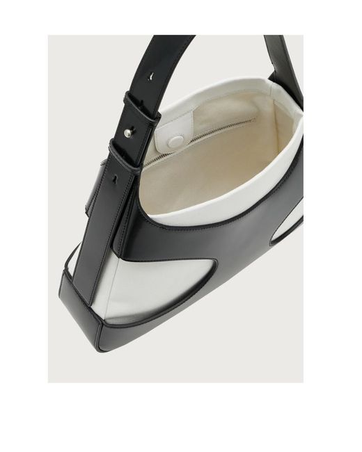 Ferragamo Black Ferragamo Cut-Out Detailed Logo Debossed Shoulder Bag