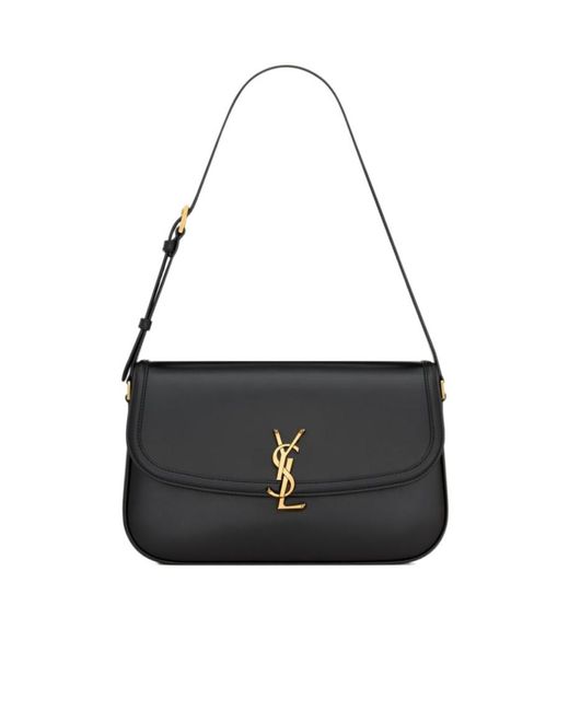 Saint Laurent Black Solferino Foldover Top Large Shoulder Bag