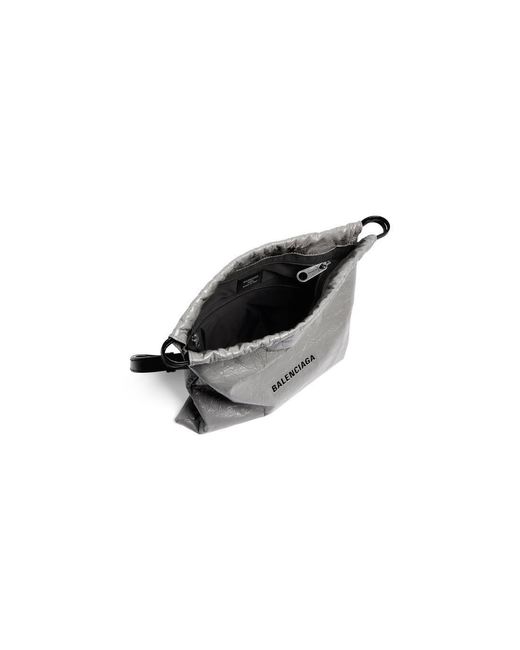 Balenciaga White Logo Detailed Drawstring Shoulder Bag for men