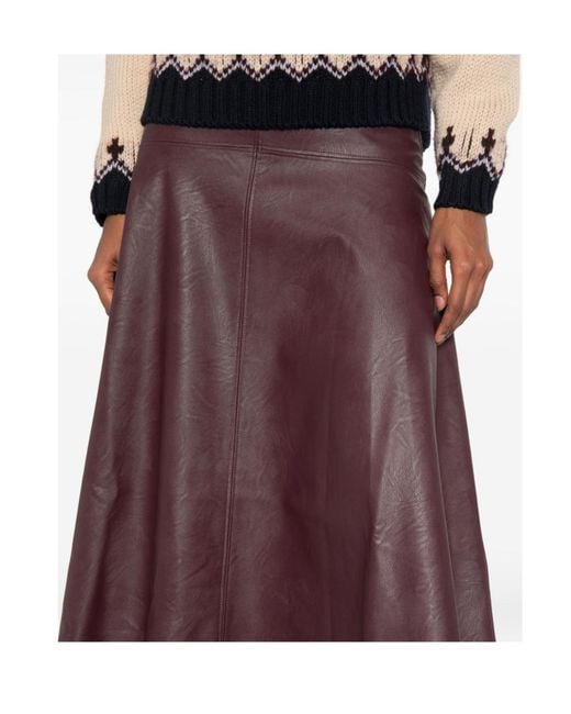 Forte_forte Purple Panelled A-Line Midi Skirt