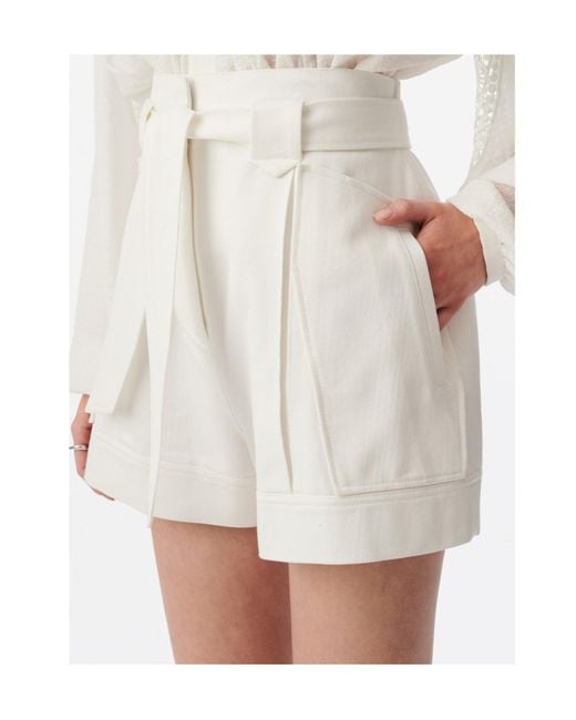 IRO White Belted High-Waist Tailored Shorts