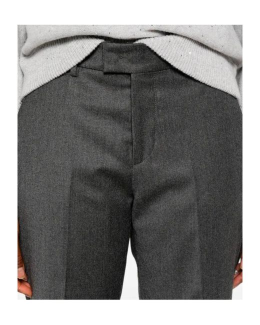 Berwich Gray Alice Pressed-Crease Turn-Up Trousers