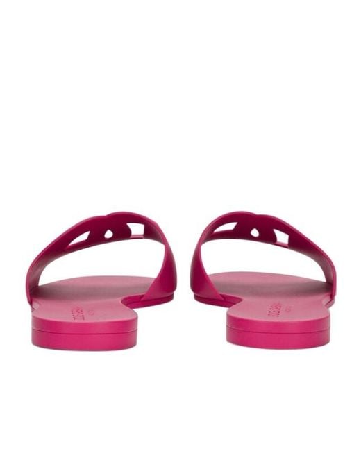 Dolce & Gabbana Pink Logo Cut-Out Open-Toe Slides