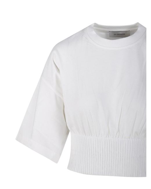 Sportmax White Fosco Smocked Waist T-Shirt