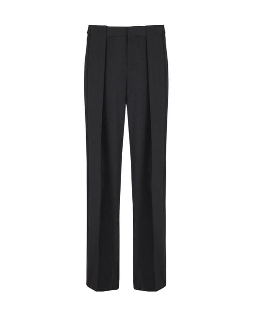 Balmain Black Wool Pleated Trousers for men