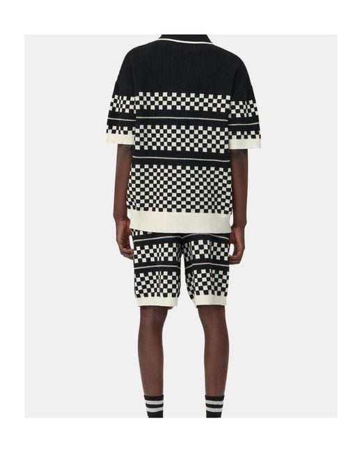 Amiri Black Chekered Short Sleeved Knitted Shirt for men