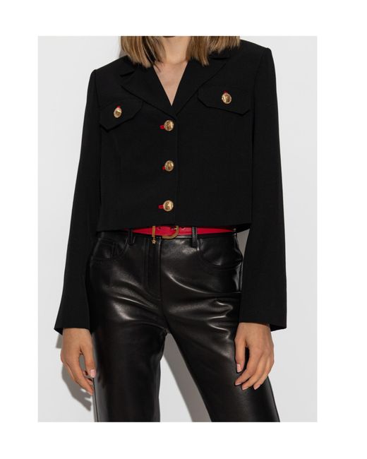 Versace Black Button-Up Cropped Blazer