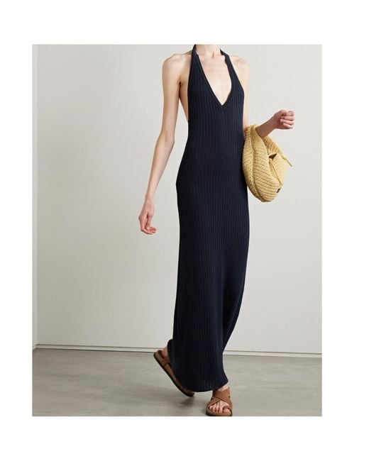 Nili Lotan Blue Ivenka Backless Halter Neck Dress