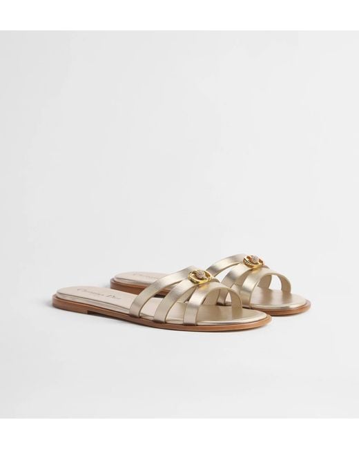 Dior White Strappy Embellished Flat Sandals