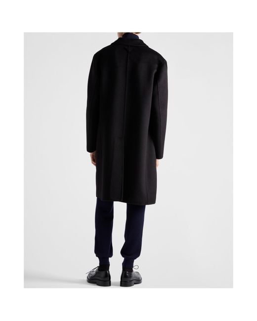 Prada Black Single-Breasted Wool, Angora And Cashgora Coat for men