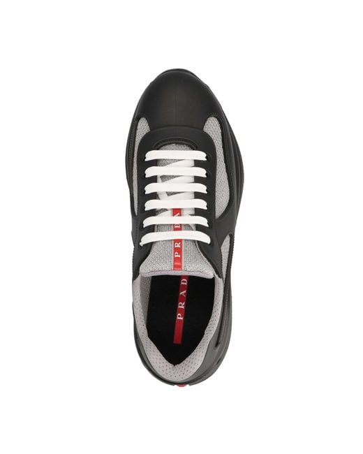 Prada Black America's Cup Soft Rubber And Bike Fabric Sneakers for men