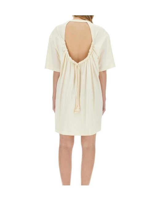 MSGM Natural Logo Patch Drawstring Dress