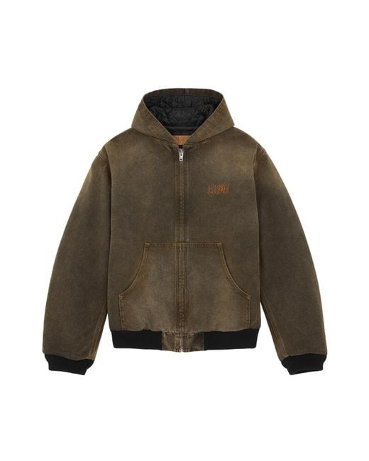 MM6 by Maison Margiela Green Zip-Up Hooded Jacket