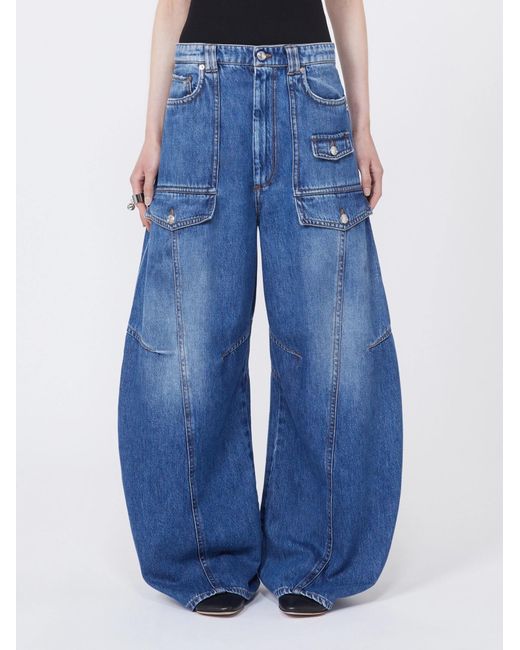 Sportmax Blue Violino Wide-Leg Cargo Jeans