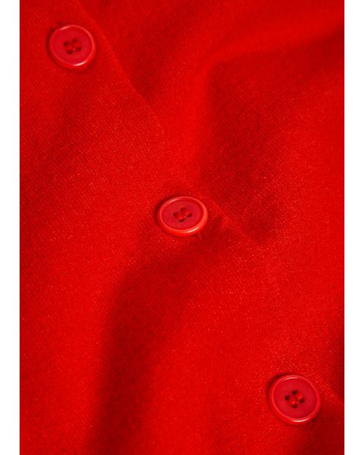 Vince Red Scalloped Trims Wool And Cashmere-Blend Cardigan