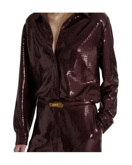 Alberta Ferretti Purple Glossy Sequin Shirt