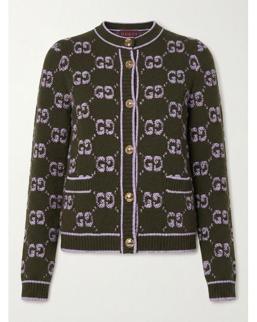 Gucci Black Gg Jacquard Button-Up Cardigan