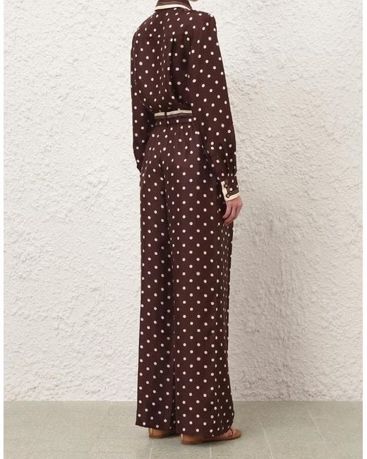Zimmermann Purple Polka Dot Straight Leg Pants