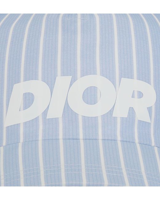 Dior Blue Homme Logo Printed Striped Baseball Cap for men
