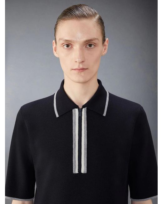 Thom Browne Black Rwb Wool Polo Shirt for men