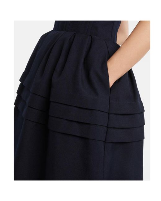 ShuShu/Tong Blue Bow-Detail Wool And Silk Midi Dress