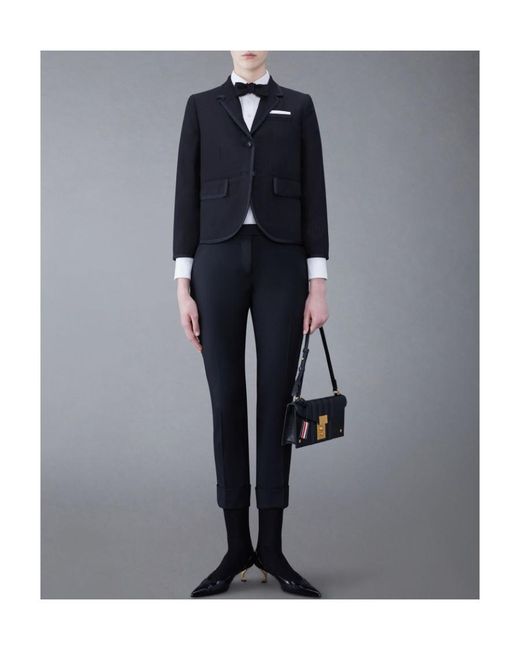 Thom Browne Blue Turn-Up Hem Cropped Tailored Pants