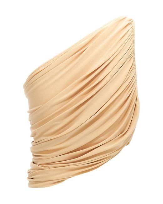 Norma Kamali Natural Draped One-Shoulder Top