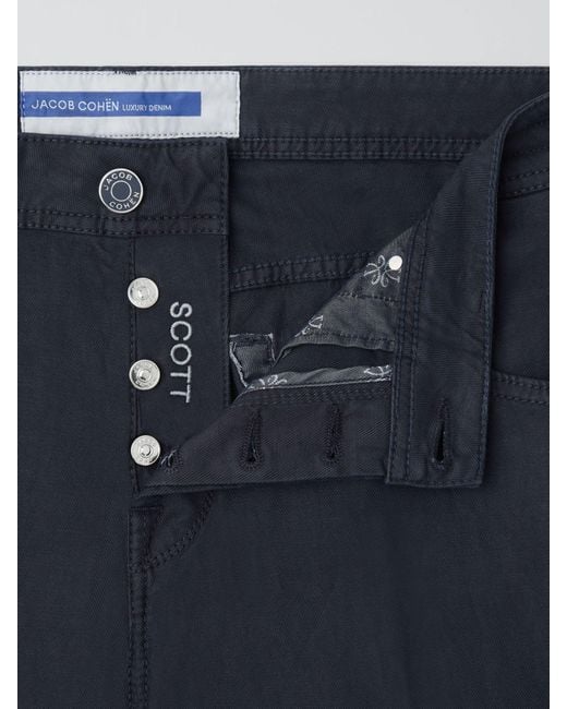 Jacob Cohen Blue Scott Cropped Herringbone Pants for men