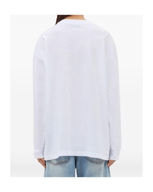 MSGM White Floral Print Long Sleeve T-Shirt