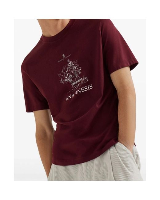 Brunello Cucinelli Red Short-Sleeved T-Shirt for men