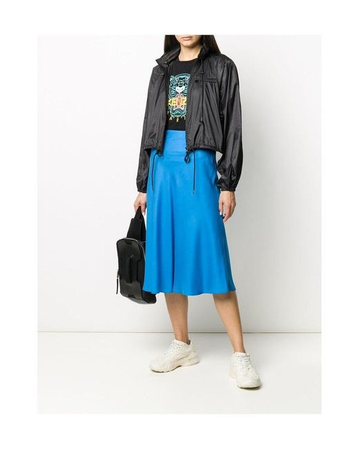 KENZO Black Cropped Drawstring Hooded Jacket