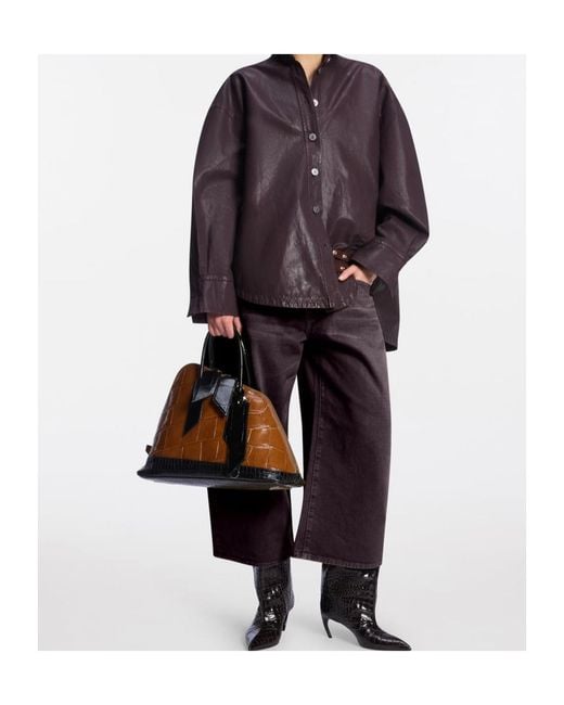 The Attico Brown The Glossy Wide-Leg Pants