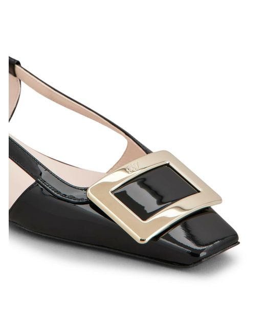 Roger Vivier Black Belle Vivier Slingback Flat Pumps