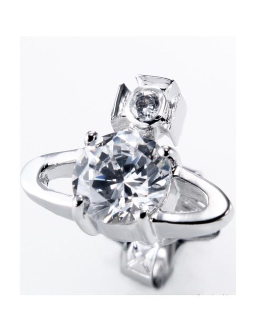 Vivienne Westwood White Orb Crystal Stud Earrings