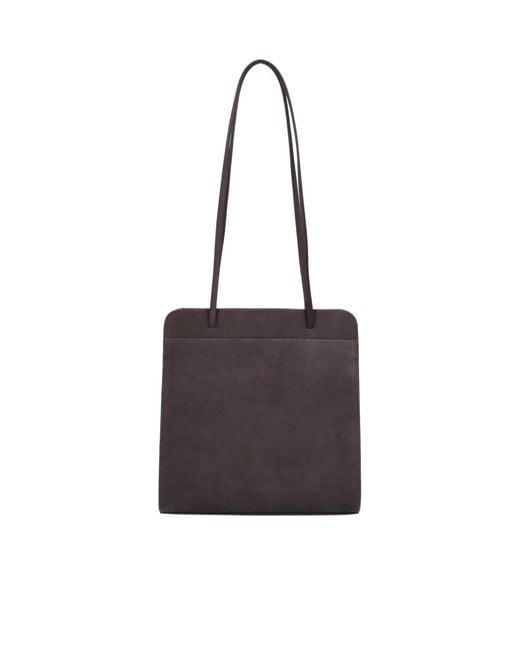 Faune Brown Lisse Structured Shoulder Bag