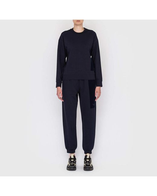 Emporio Armani Blue Round Collar Long Sleeve Sweater